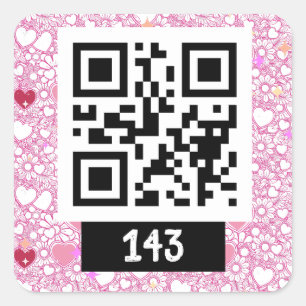 143 geheime QR-Code-Nachricht, sagen Sie, sie deko Quadratischer Aufkleber