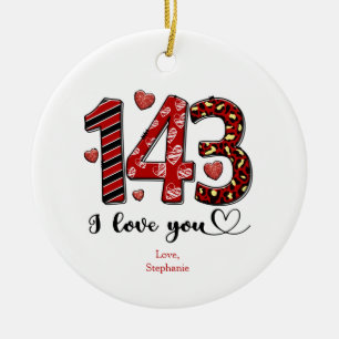 143 Ich liebe dich Personalisierter Valentinstag J Keramik Ornament