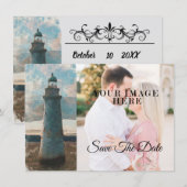 143 Leuchtturm Wasserfarbe Vollbild Save the Date2 Date (Vorne/Hinten)