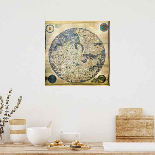 1450 Weltkarte von Venezianischem Monk Fra Mauro Poster (Küche)