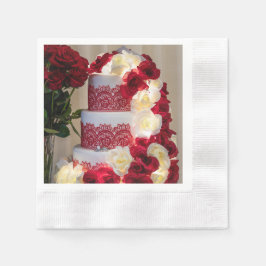 1458-Wedding Cake, Bouquet, Rings and Veil Serviette