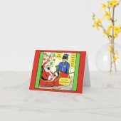 1469 Ho Ho Ho in diesen Weihnachtsmann-Cartoon Karte (Gelbe Blume)