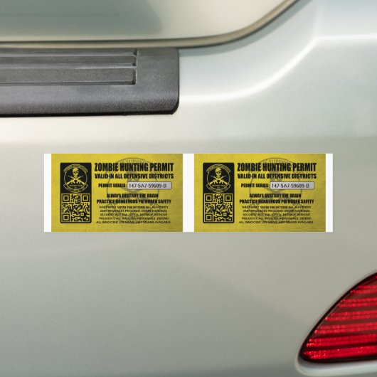 147tf ZTF ZOMBIE-JAGD-ERLAUBNIS Autoaufkleber (Auf Auto)