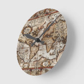 1499 Old World Map Antique History Designer Clock Runde Wanduhr (Winkel)