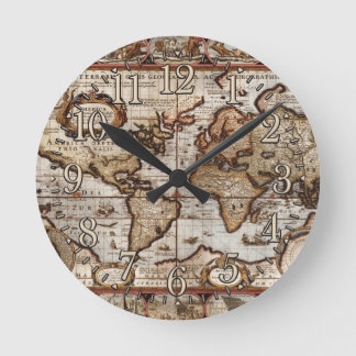 1499 Old World Map Antique History Designer Clock Runde Wanduhr