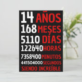 14 AÑOS SIENDO INKREIBLE - Feliz 14 cumpleaños Einladung (Stehend Vorderseite)