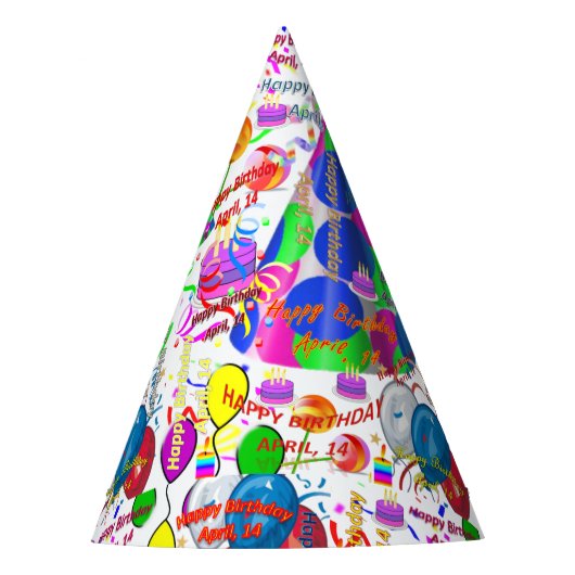 14. April Party Geburtstagshut, Geburtstagsparty-H Partyhütchen (Vorderseite)