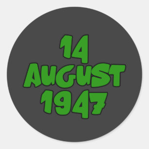 14. August 1947 Pakistan Unabhängigkeitstag Runder Aufkleber