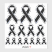 14 Chrome Style Print Black Ribbon Awareness Aufkleber (Blatt)