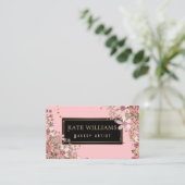 14 Elegante Blume, elegante, rosa Blume Visitenkarte (Stehend Vorderseite)