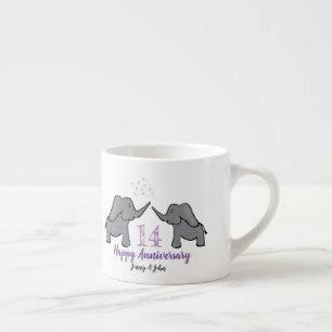 14. elfenbeine Hochzeitstag süsser Elefant Espressotasse