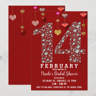 14. Februar 14. Hearts Valentins Brautbad Einladung