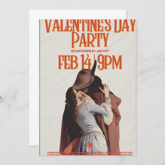14. Februar Valentins Krasse Beige-Party Einladung (Vorne/Hinten)