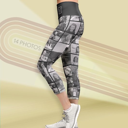 14 Foto Benutzerdefinierte Collage - Einfache Mono Capri Leggings