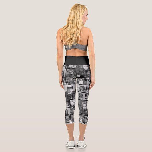14 Foto Benutzerdefinierte Collage - Einfache Mono Capri Leggings (Rückseite)