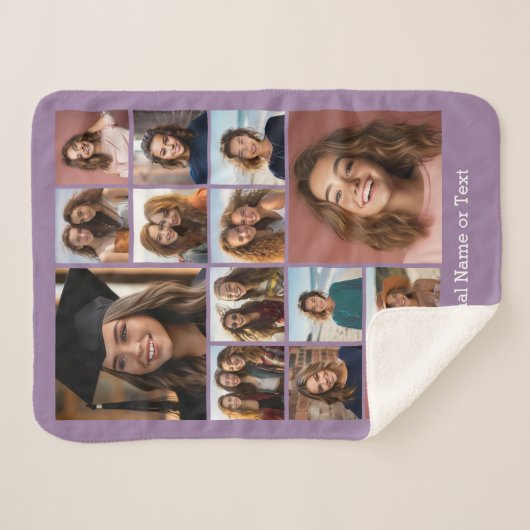 14 Foto Collage - CAN EDIT LILAC optionaler Text Sherpadecke (Vorderseite (Horizontal))
