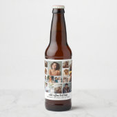 14 Foto Collage Grid - 2 Textfelder - Schwarz-weiß Bierflaschenetikett (Vorderseite)