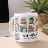 14 Foto Collage Grid - 2 Textfelder - Schwarz-weiß Jumbo-Tasse
