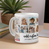 14 Foto Collage Grid - 2 Textfelder - Schwarz-weiß Jumbo-Tasse