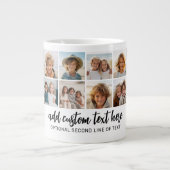14 Foto Collage Grid - 2 Textfelder - Schwarz-weiß Jumbo-Tasse (Vorderseite)
