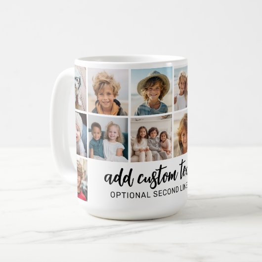 14 Foto Collage Grid - 2 Textfelder - Schwarz-weiß Kaffeetasse (Vorderseite Links)