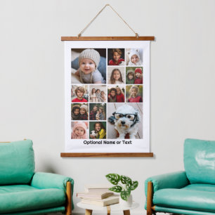 14 Foto-Collage Montage und Text - Kann Weiß bearb Wandteppich Mit Holzrahmen