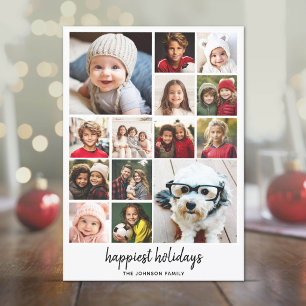 14 Foto Weihnachts Collage Minimalistisch Schwarz Feiertagskarte