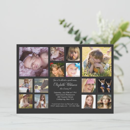 14 FotoCollage Einladung (Stehend Vorderseite)