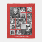 14 FotoCollage KANN roten, weißen Text BEARBEITEN Fleecedecke (Vorderseite)