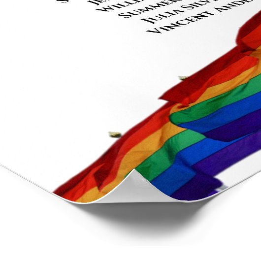 14 Gay Pride-Flaggen Hochzeitsstichtabelle Poster (Ecke)