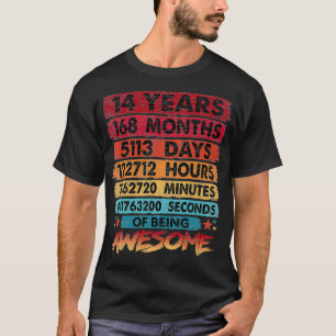 14. Geburtstag 14 Jahre alter Vintager Retro 168 M T-Shirt