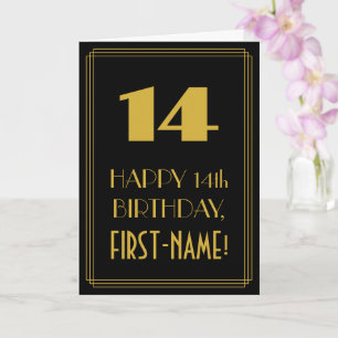 14. Geburtstag - Art Deco Inspiriert Look "14" & N Karte