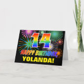 14. Geburtstag: Bold, Fun, Feuerwerk, Regenbogen 1 Karte (Vorderseite)