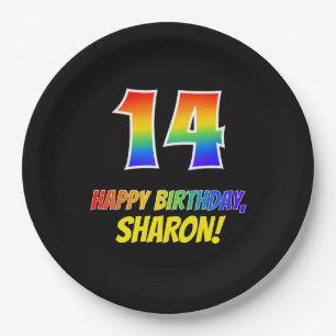14. Geburtstag: Bold, Fun, Simple, Rainbow 14 Pappteller