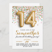 14. Geburtstag Confetti Einladung (Vorne/Hinten)