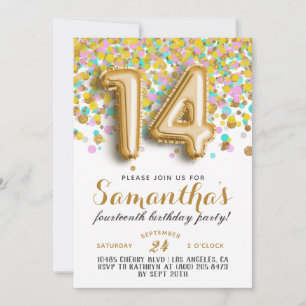 14. Geburtstag Confetti Einladung