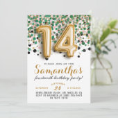 14. Geburtstag Confetti Einladung (Stehend Vorderseite)