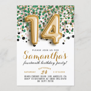 14. Geburtstag Confetti Einladung
