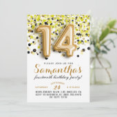 14. Geburtstag Confetti Einladung (Stehend Vorderseite)