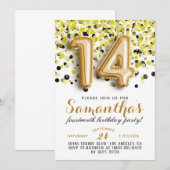 14. Geburtstag Confetti Einladung (Vorne/Hinten)