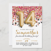 14. Geburtstag Confetti Einladung (Vorderseite)