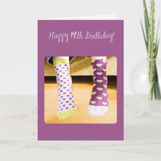 14. Geburtstag Crazy Socks Karte (Vorderseite)