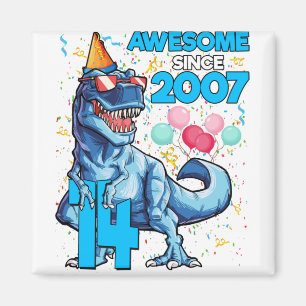 14. Geburtstag Dinosaurier 14 Jahre Junge Kinder Magnet