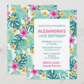14. Geburtstag Einladungen Tropical Hawaii Muster (Vorne/Hinten)
