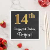 14. Geburtstag ~ Elegante Luxuriöse Imitate Gold L Serviette (Beispiel)