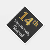 14. Geburtstag ~ Elegante Luxuriöse Imitate Gold L Serviette (Ecke)