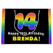 14. Geburtstag: Farbiger Regenbogen # 14, Individu Große Geschenktüte (Vorderseite)