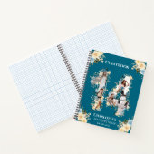 14. Geburtstag Foto Aquamarin Gelbe Blume Gästebuc Notizblock (Innenseite)