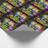 14. Geburtstag: Fun Fireworks, Rainbow Look # "14" Geschenkpapier (Ecke)