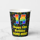 14. Geburtstag: Fun Musiknotens Pattern, Regenboge Pappbecher (Rückseite)